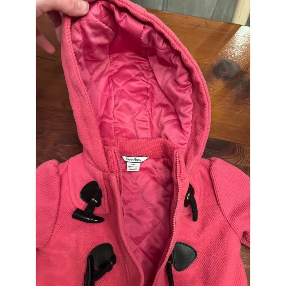 Hartstrings Baby Girls Woven Pea Coat Duffle Coat Toggle Closure Pink 12 Months